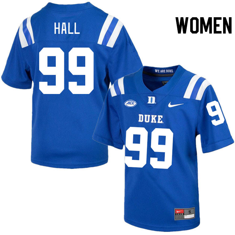 Women #99 Aaron Hall Duke Blue Devils College Football Jerseys Stitched-Royal